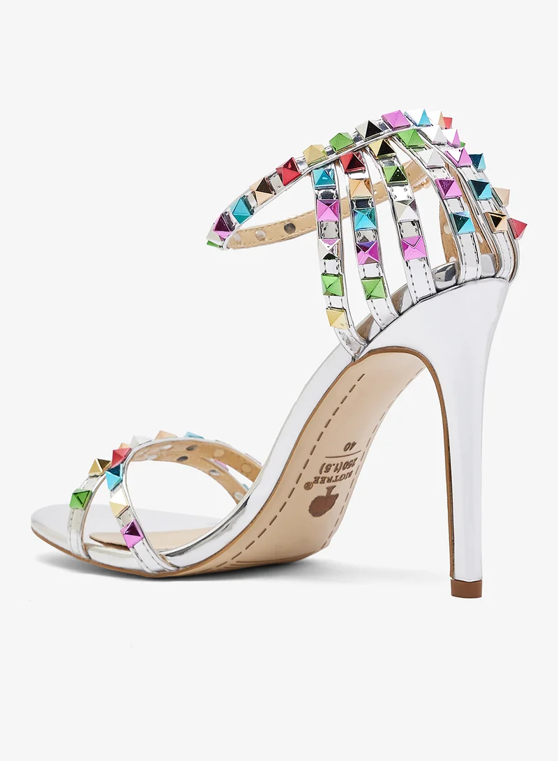 Ella Limited Edition Silver Multicolor Diamonte Jewel Embellished High Heel Stiletto for Women | Best Price UAE